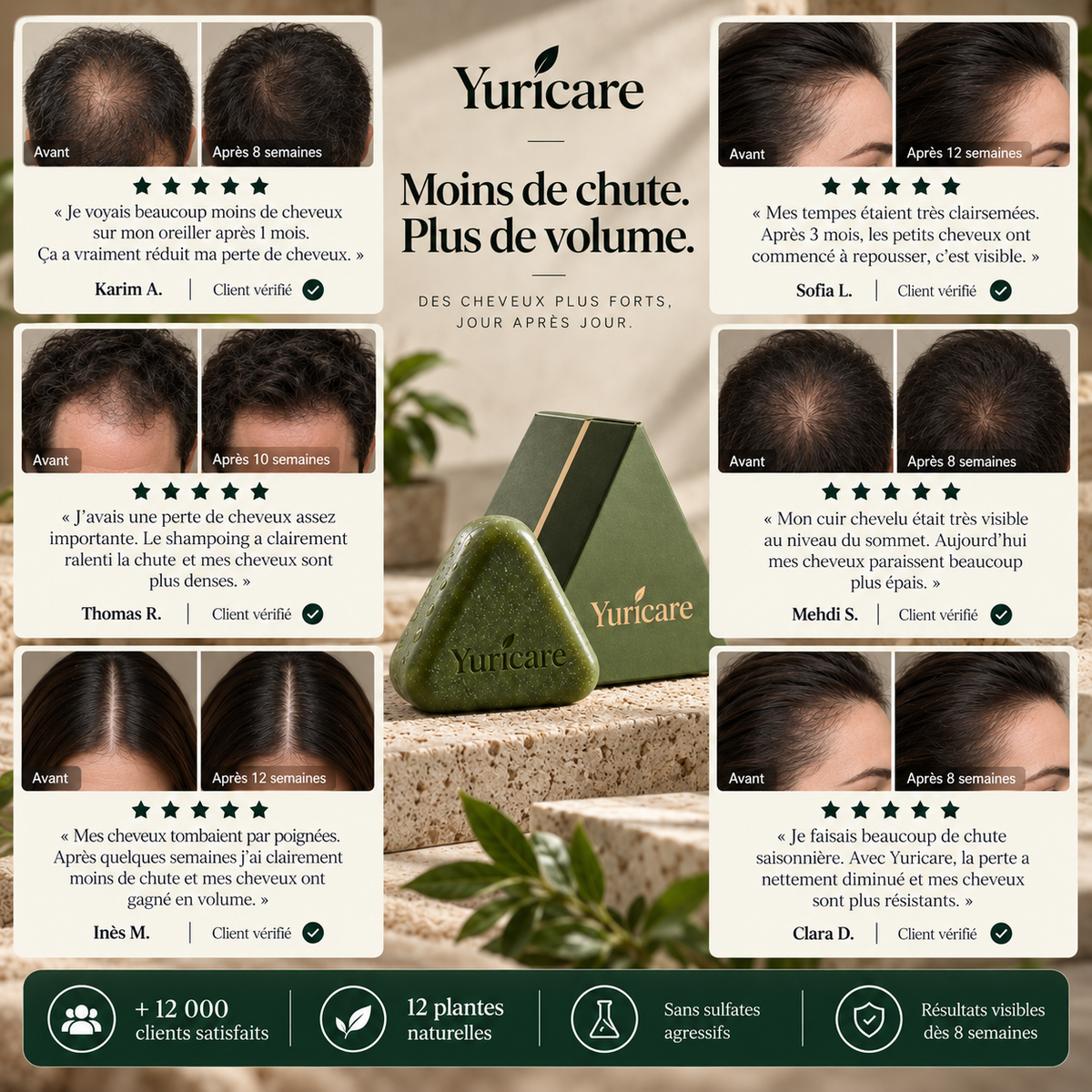 Savon Coréen Anti-Chute | 12 plantes Naturelle